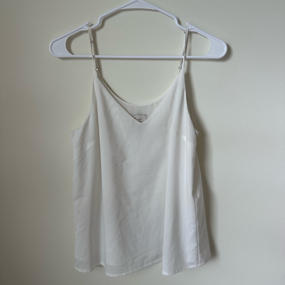 A New Day White Chiffon Flowy Cami  Adjustable Straps | Size Small